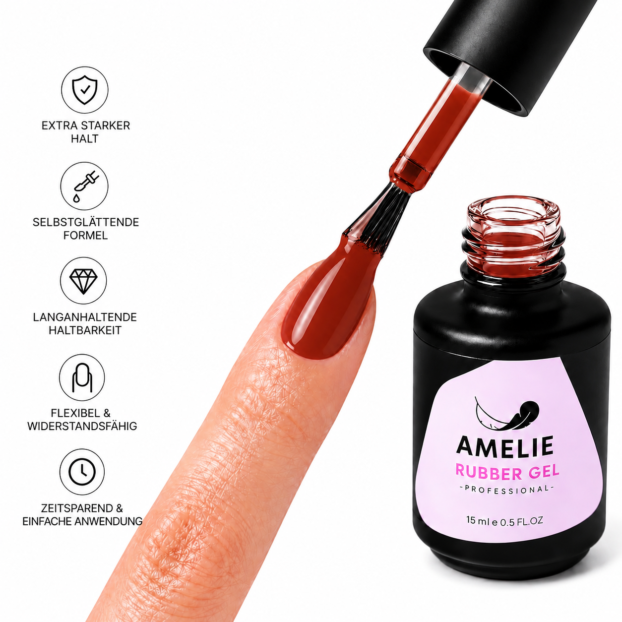 Amelie Nails Rubber Base Gel Camouflage Terracotta-Rot 14* 15ml