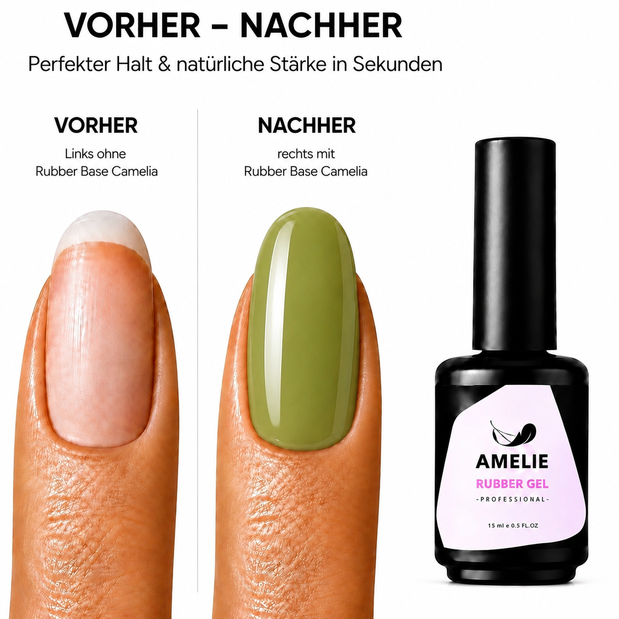 Amelie Nails Rubber Base Gel Camelia Grün 15* 15ml