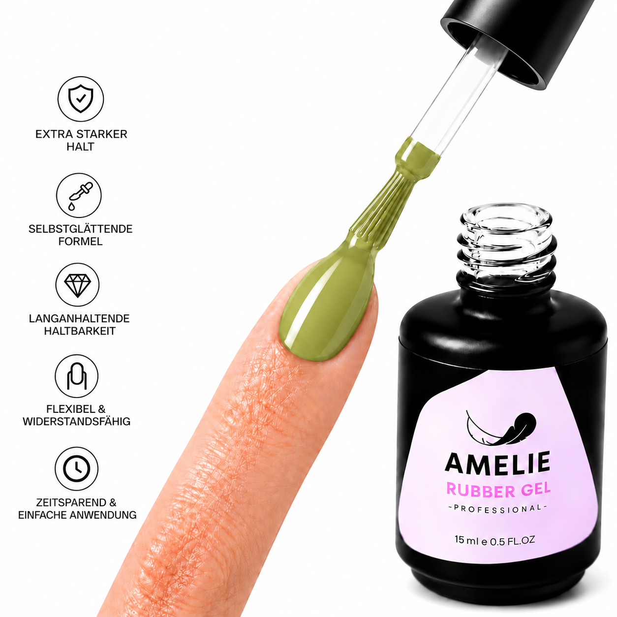 Amelie Nails Rubber Base Gel Camelia Grün 15* 15ml