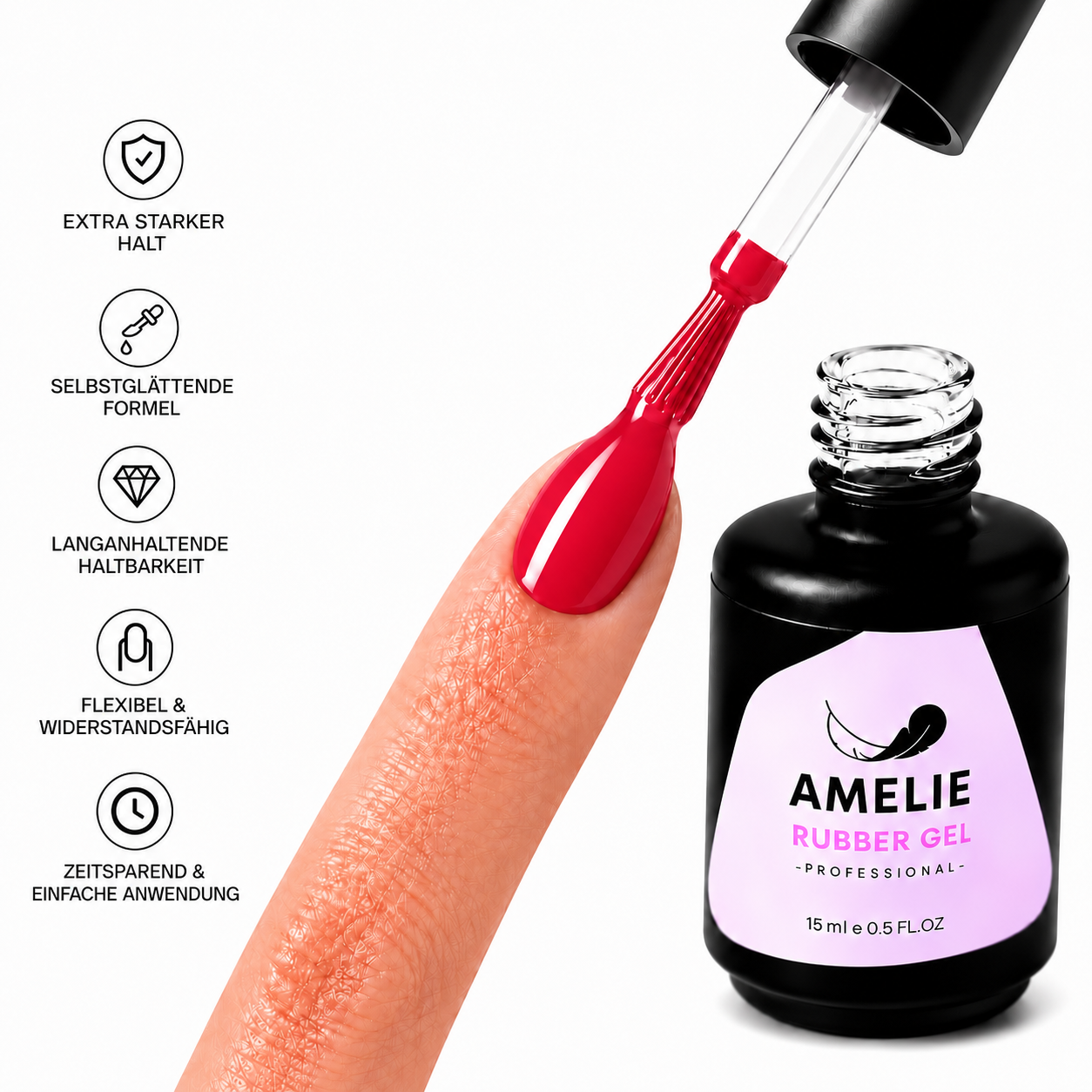 Amelie Nails Rubber Base Gel  Camelia Rot 09* 15ml