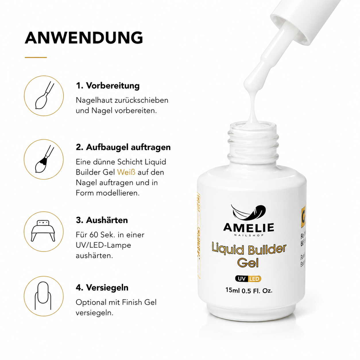 Amelie Nails Liquid Builder Gel weiß 07* 15ml