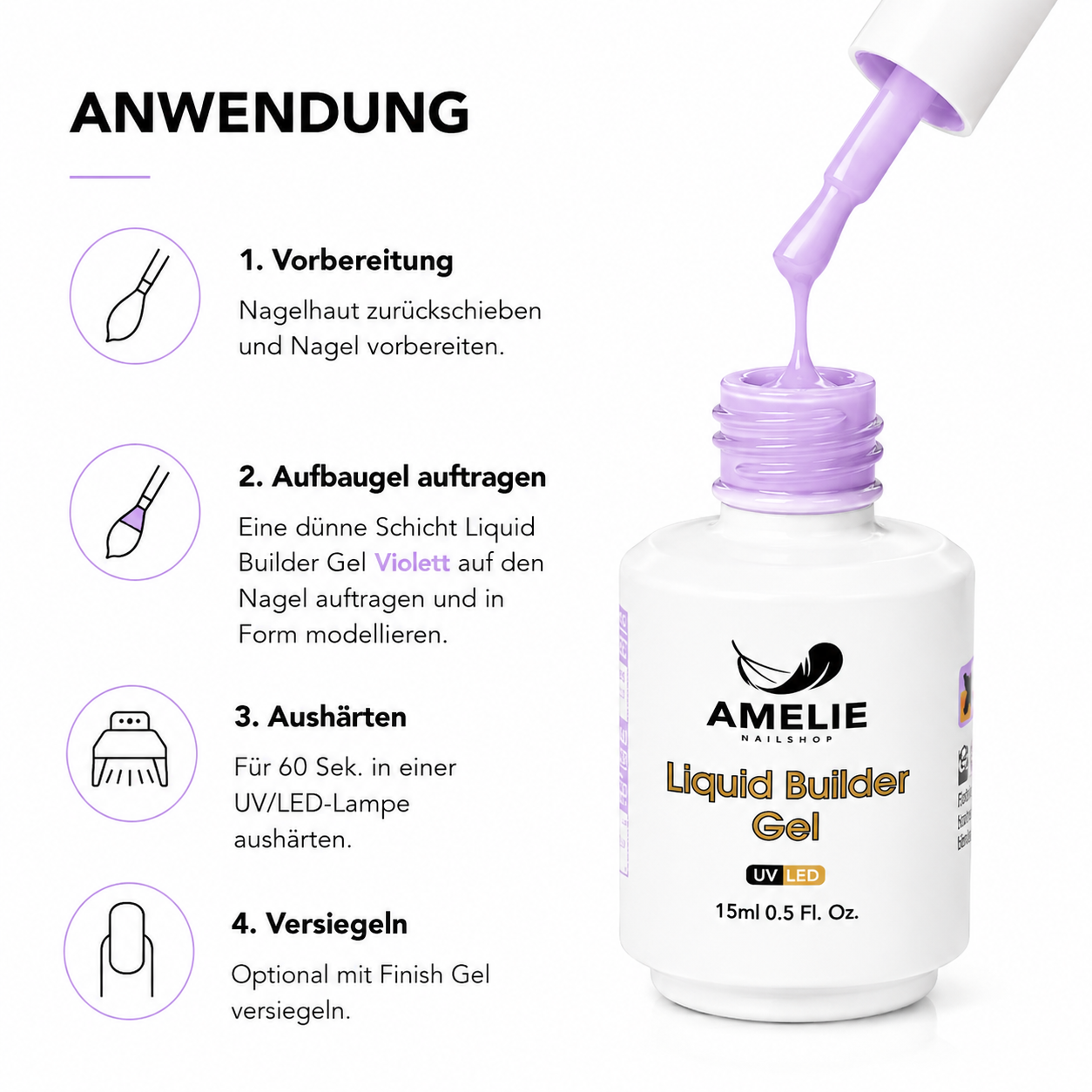 Amelie Nails Liquid Builder Gel Violett 12* 15ml