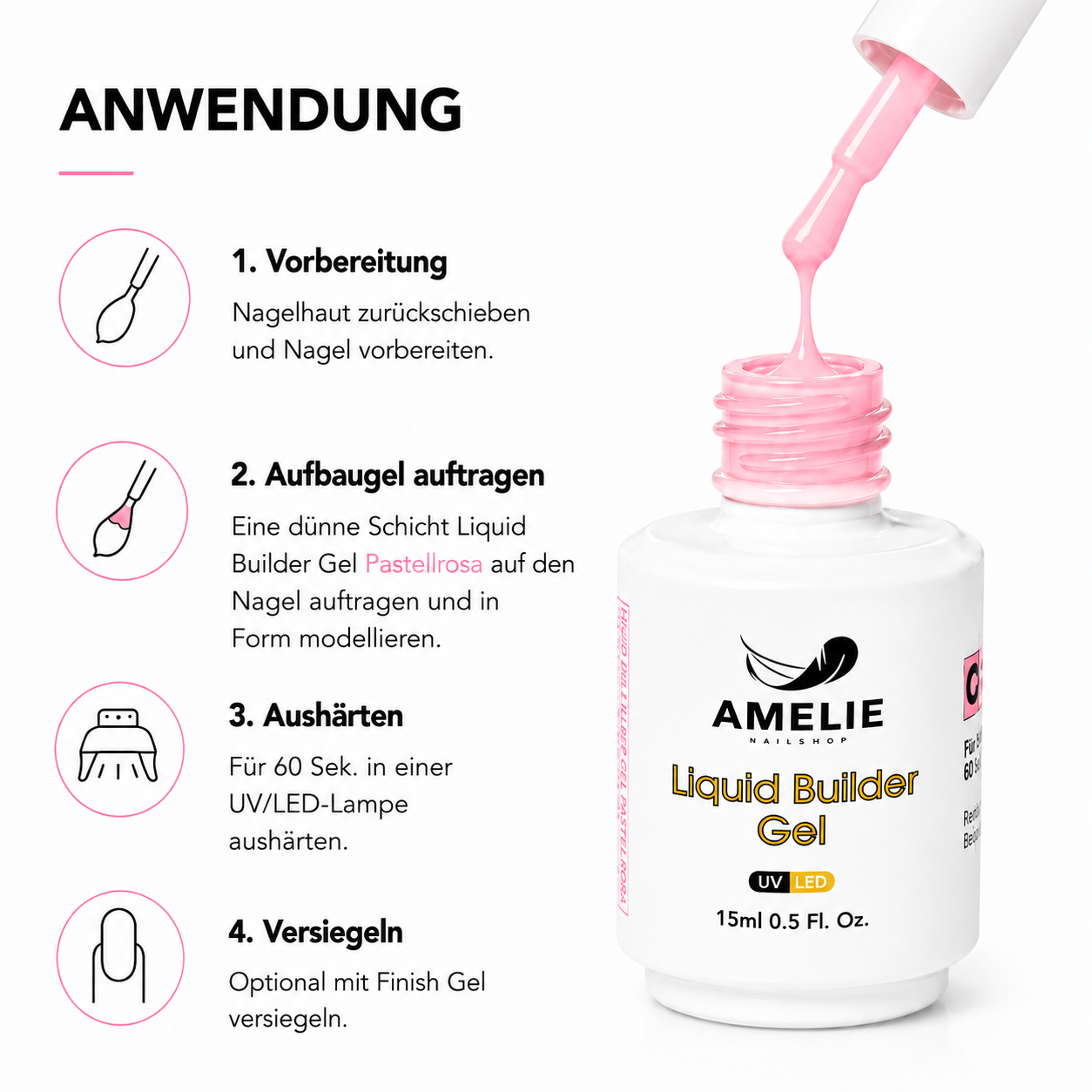 Amelie Nails Liquid Builder Gel Pastellrosa 01* 15ml