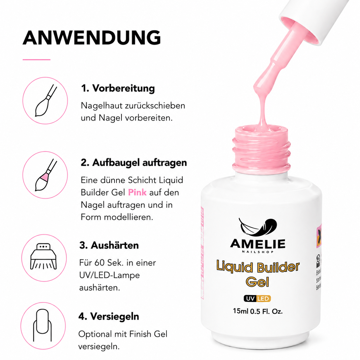 Amelie Nails Liquid Builder Gel Pink 08* 15ml