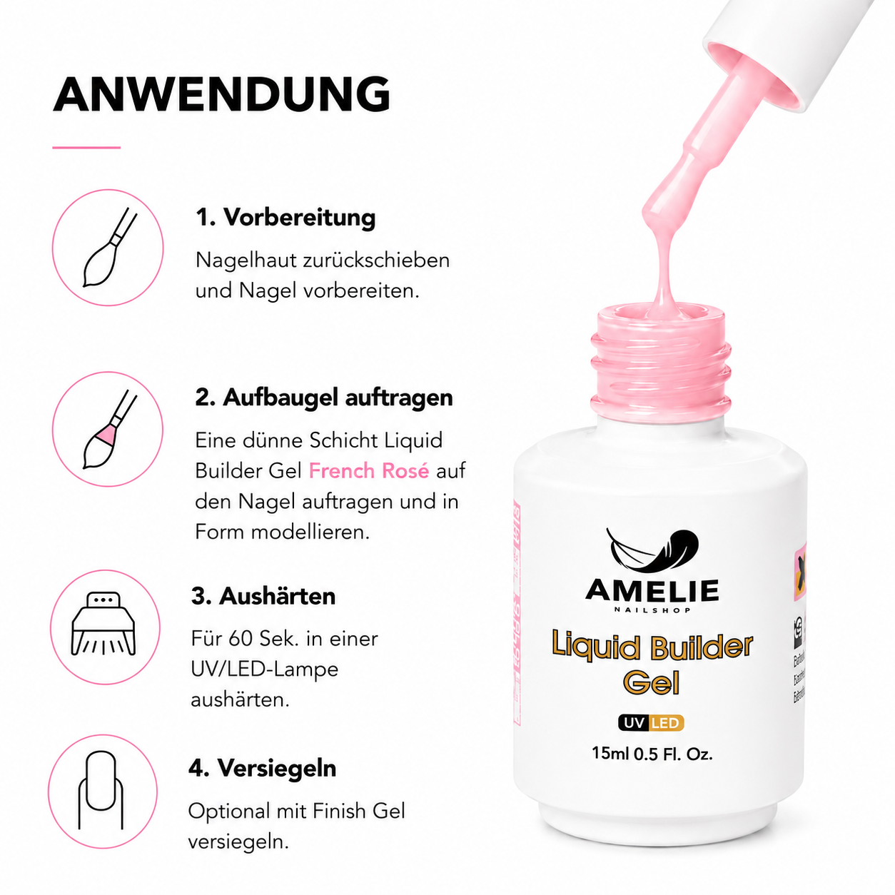 Amelie Nails Liquid Builder Gel french rose 04* 15ml