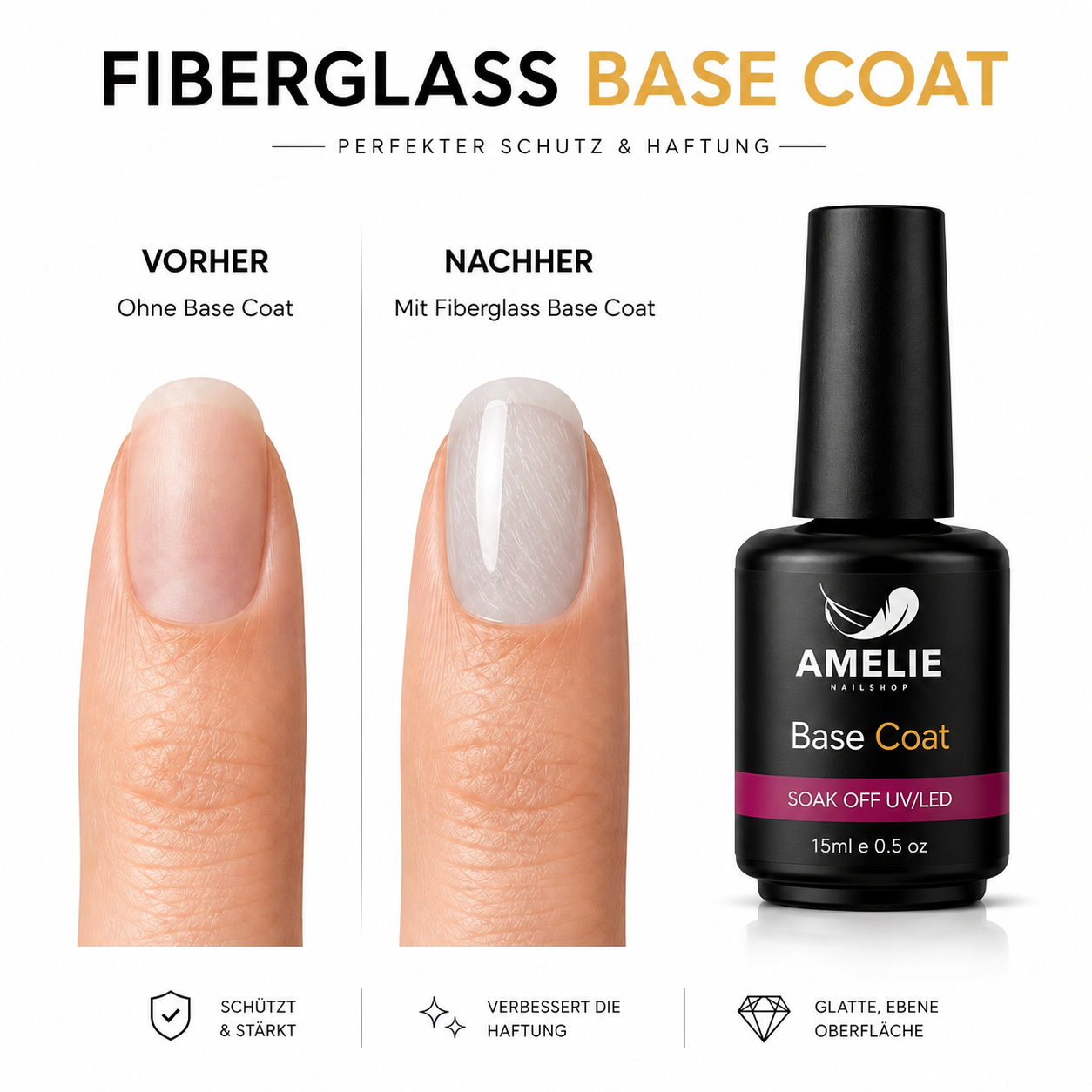 Amelie Nails Fiberglass Base Coat Grau 20* 15ml