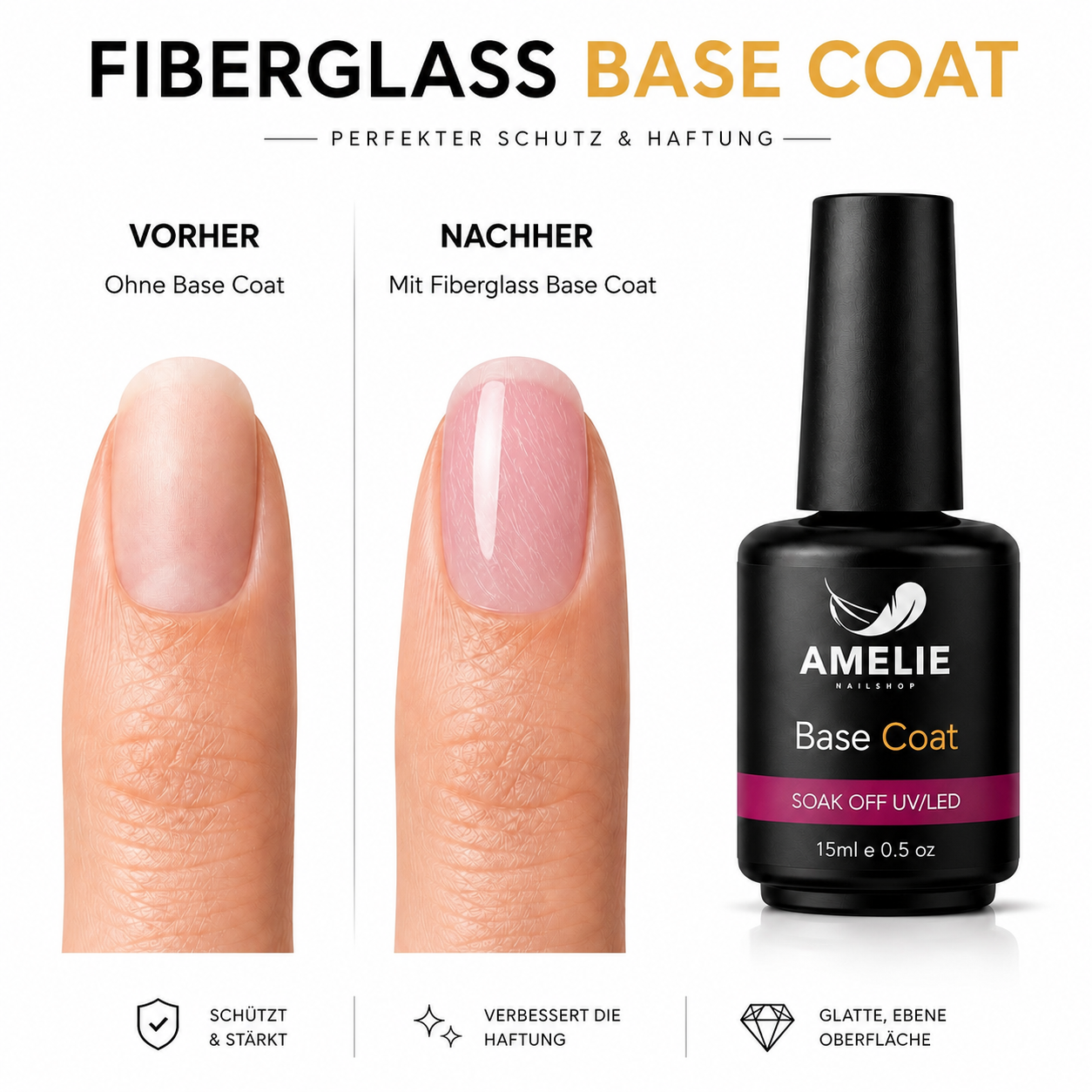 Amelie Nails Fiberglass Base Coat Pink 34* 15ml