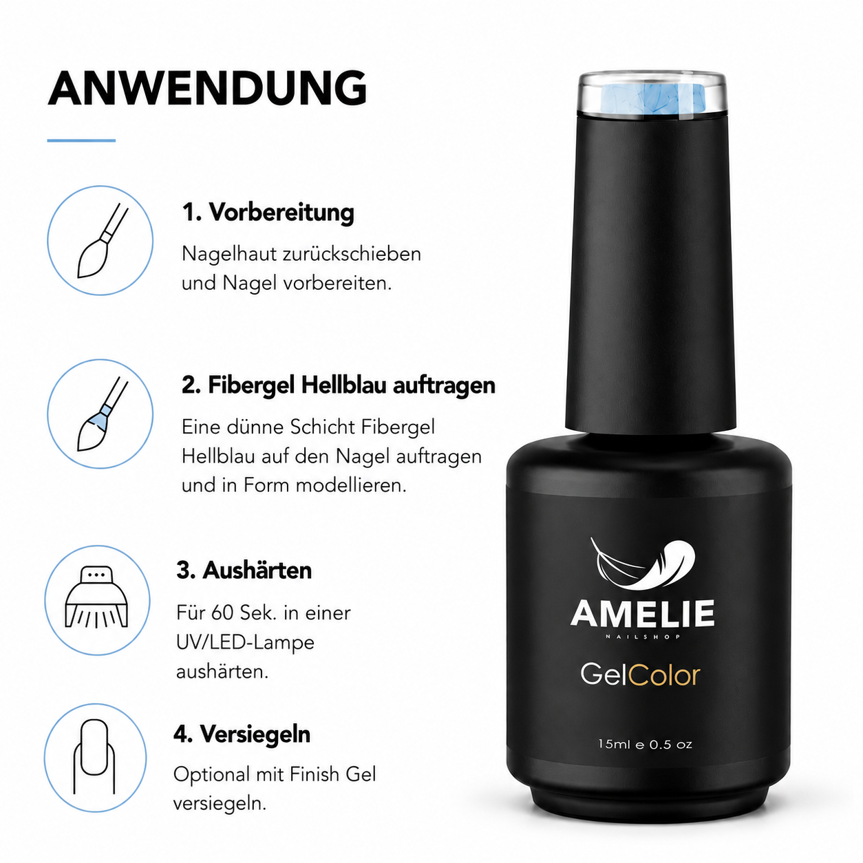 Amelie Nails Fibergel  UV-Nagellack Hellblau F10* 15ml