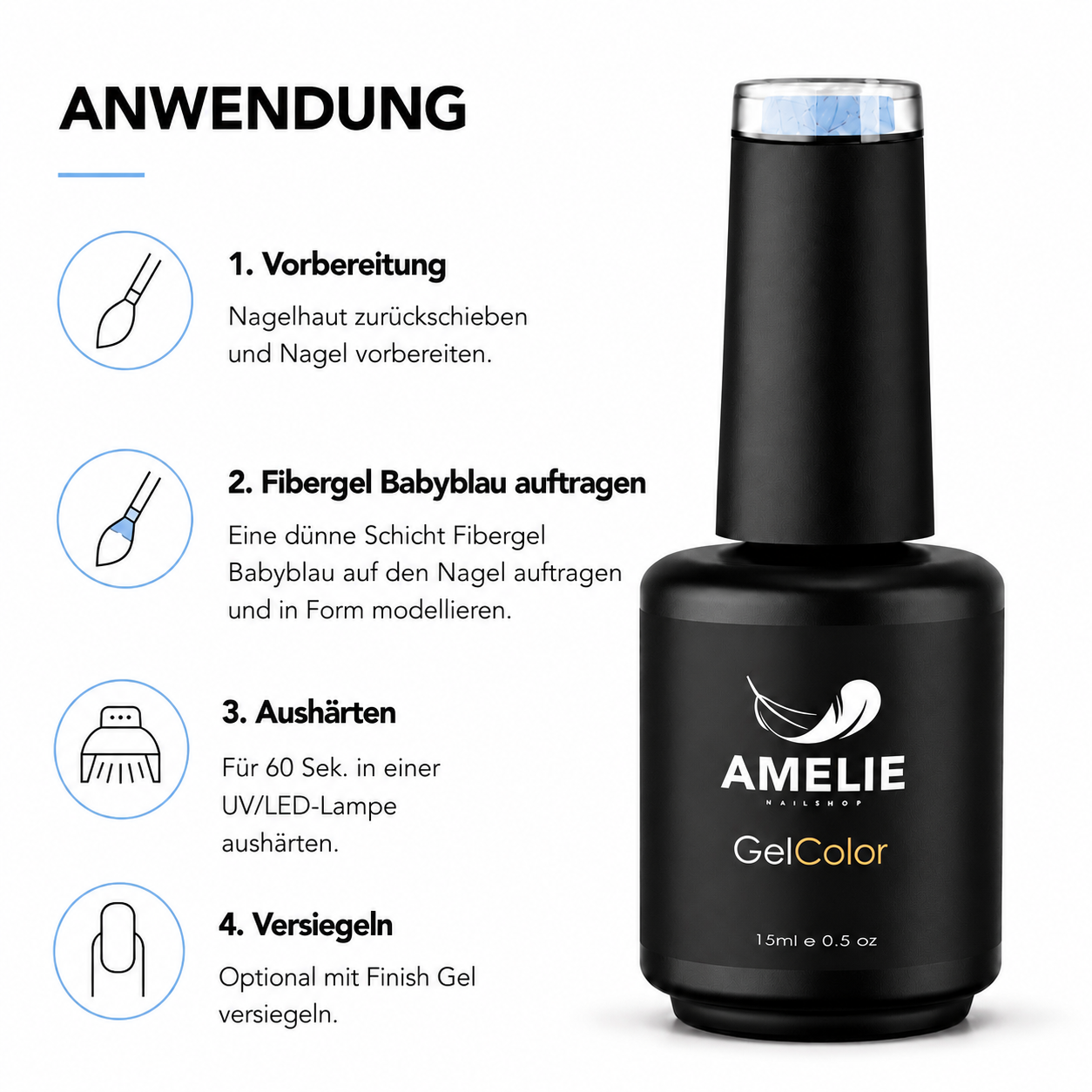 Amelie Nails Fibergel UV-Nagellack Babyblau F11* 15ml