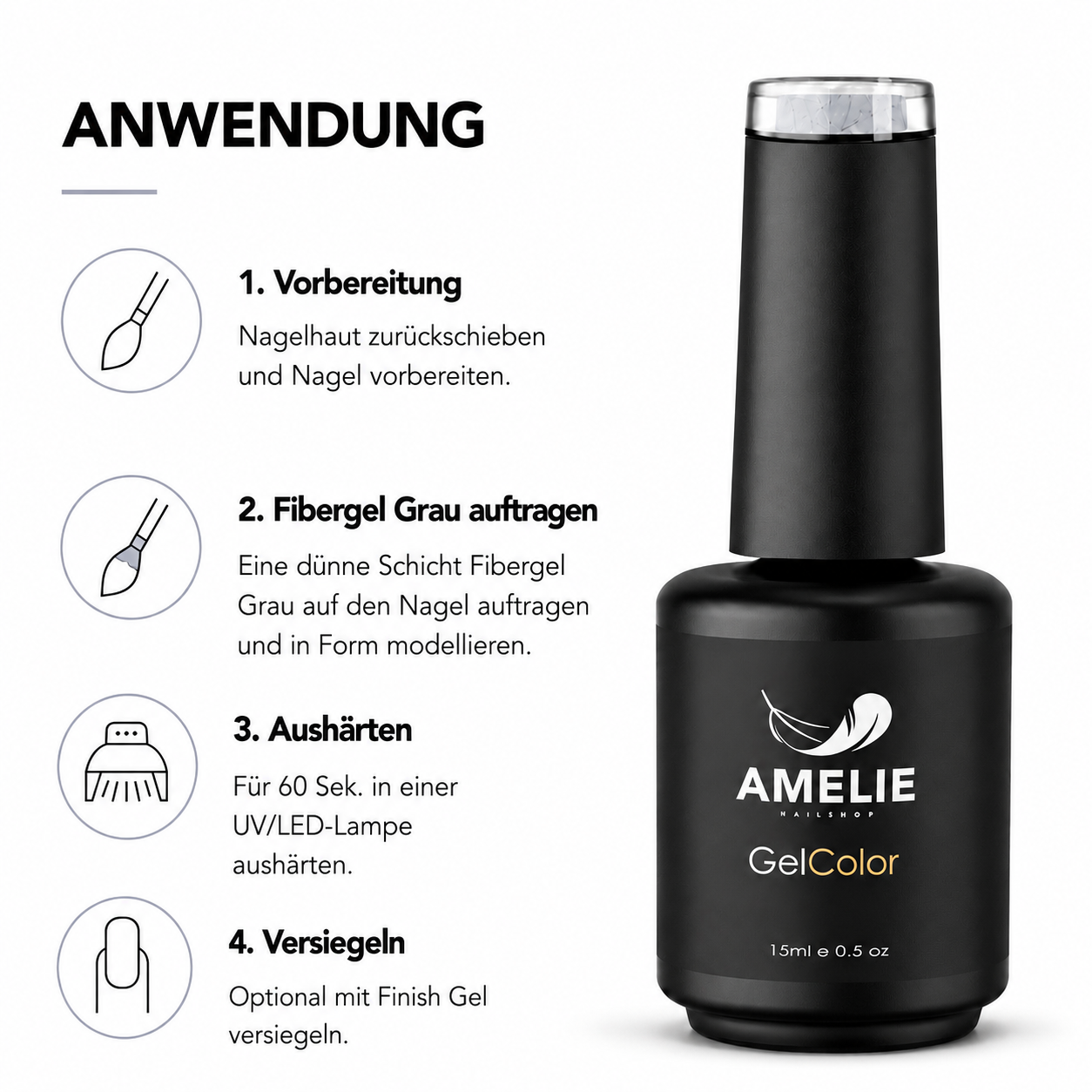Amelie Nails Fibergel UV-Nagellack Grau F02* 15ml