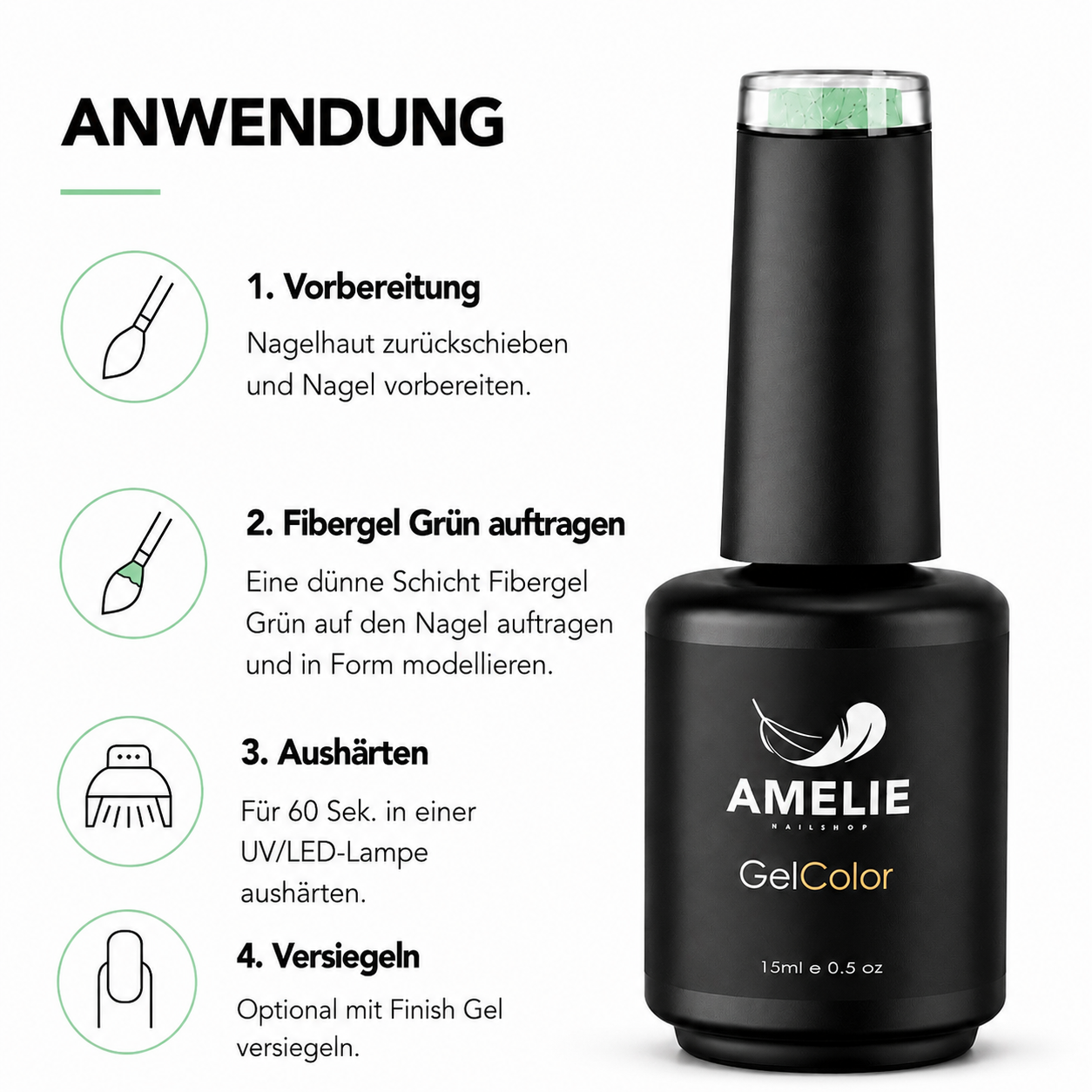 Amelie Nails Fibergel UV-Nagellack Grün F04* 15ml