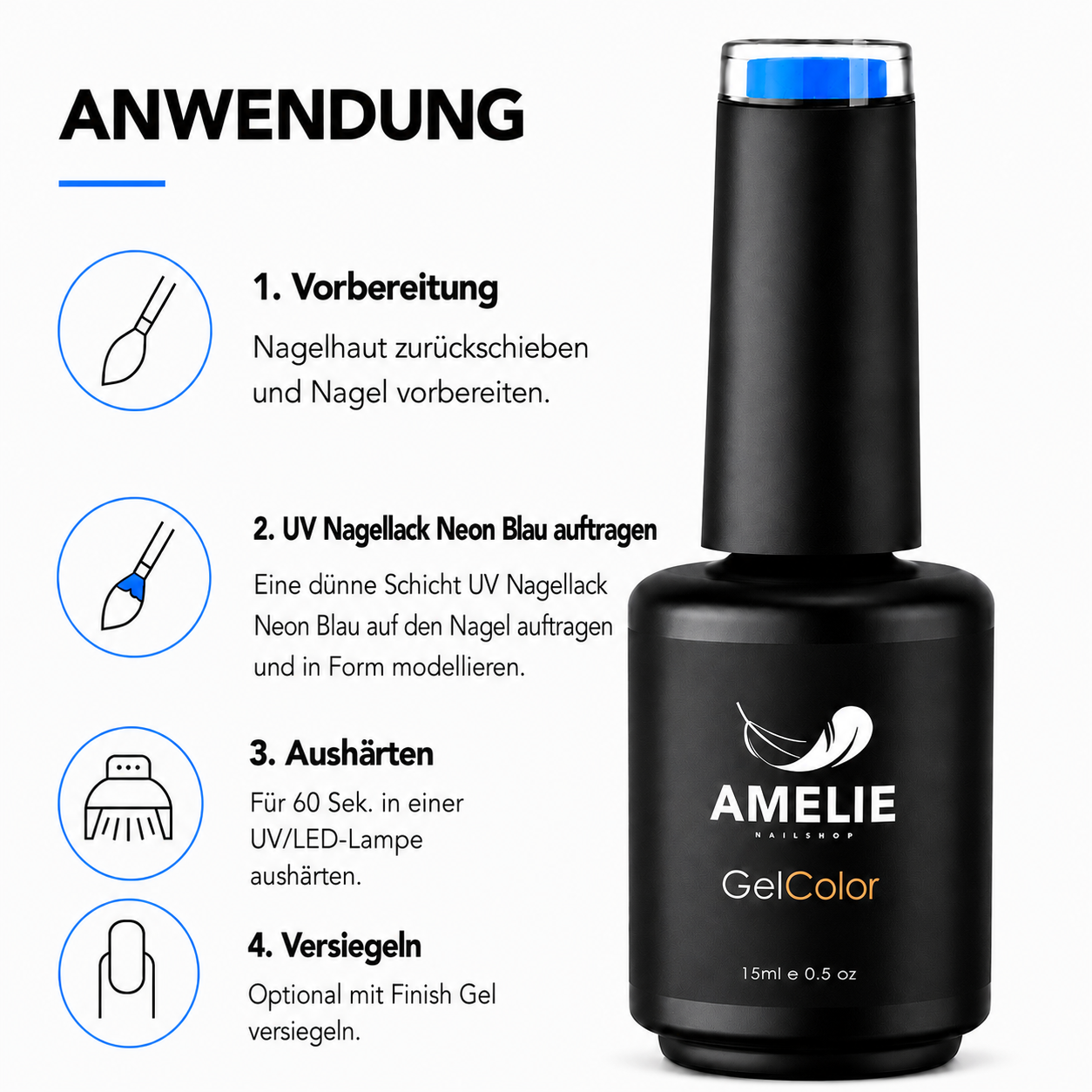 Amelie Nails UV-Nagellack Glassgel Blau GGC14* 15ml