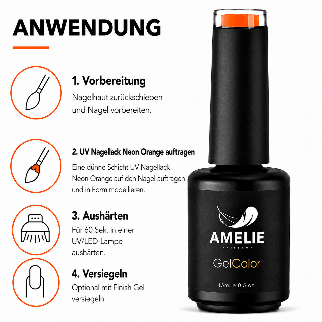 Amelie Nails UV-Nagellack Neon Orange 15ml N11*