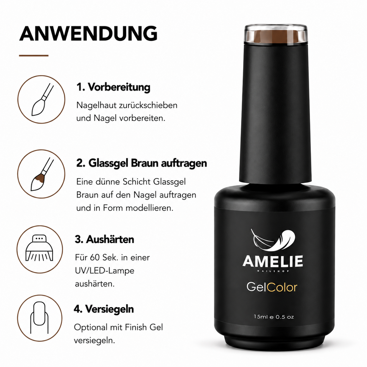 Amelie Nails UV-Nagellack Glassgel Braun GGC08* 15ml