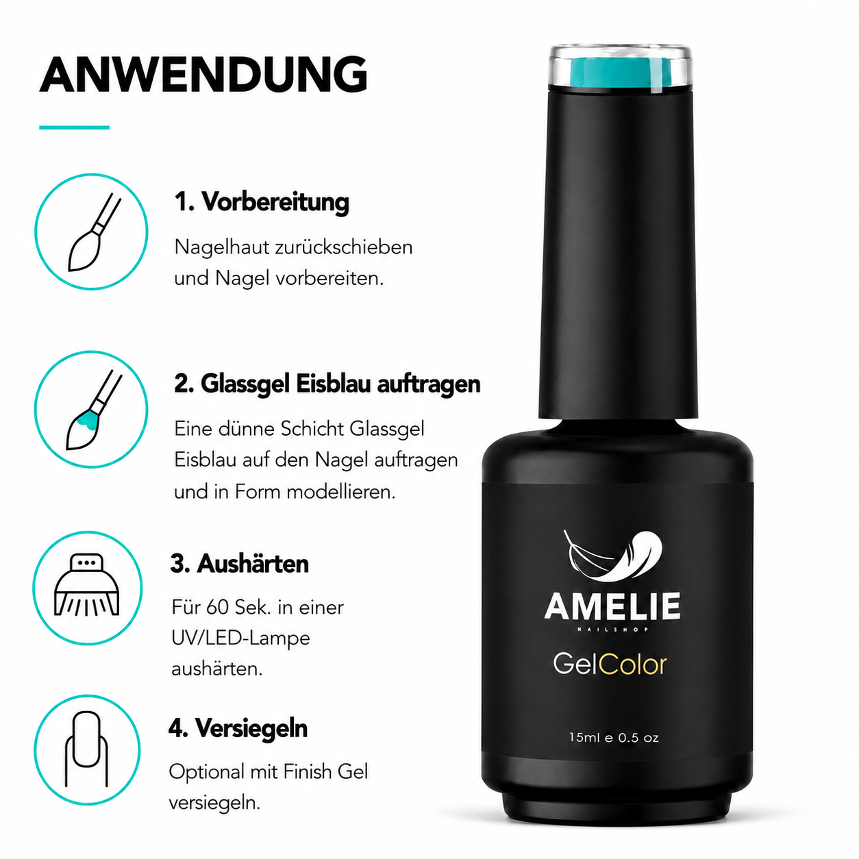 Amelie Nails UV-Nagellack Glassgel Eisblau GGC17* 15ml