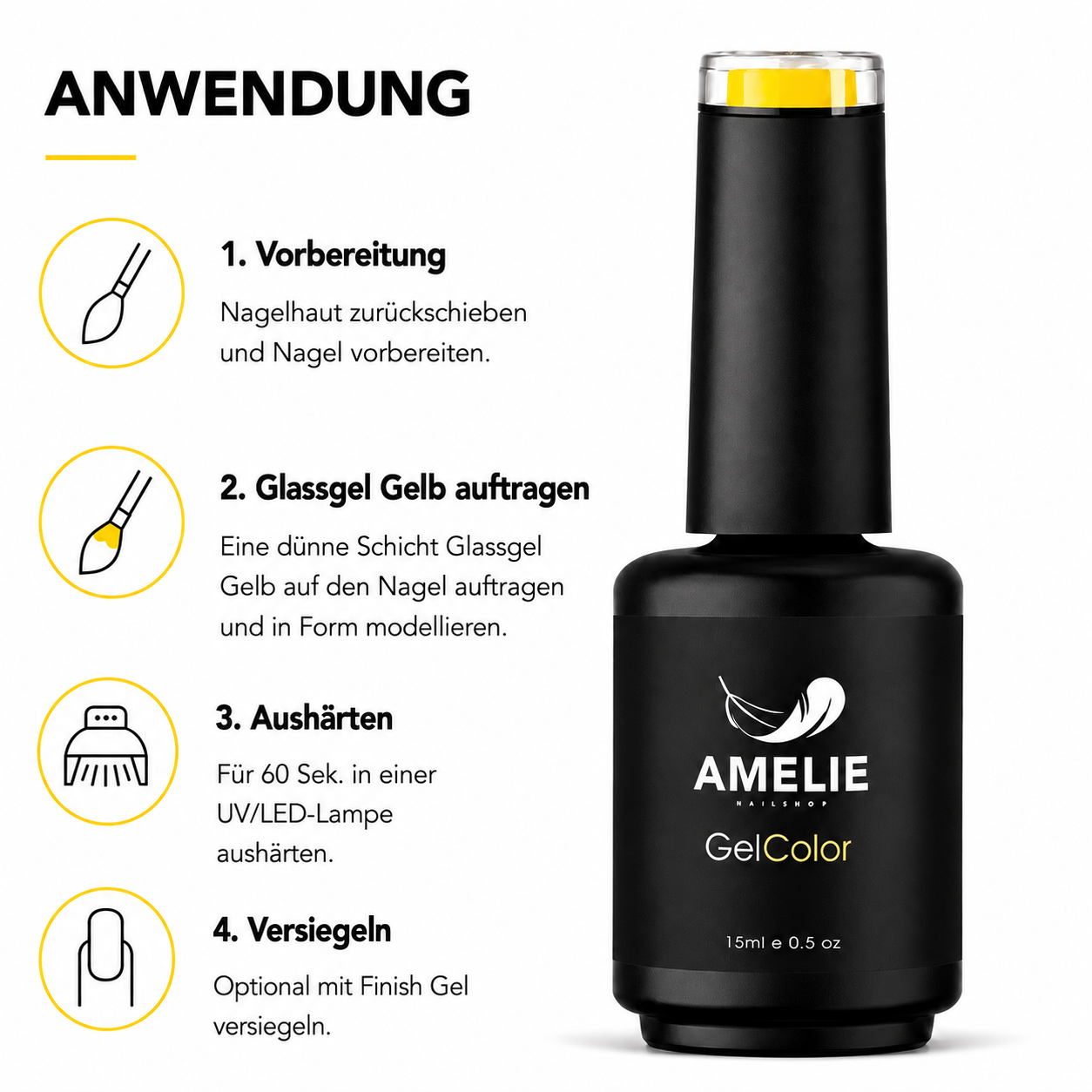Amelie Nails UV-Nagellack Glassgel Gelb GGC01* 15ml
