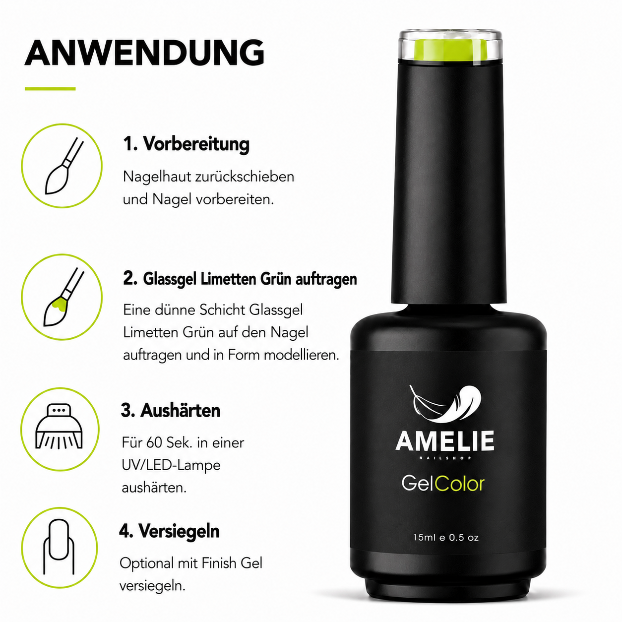 Amelie Nails UV-Nagellack Glassgel Limetten Grün GGC20* 15ml