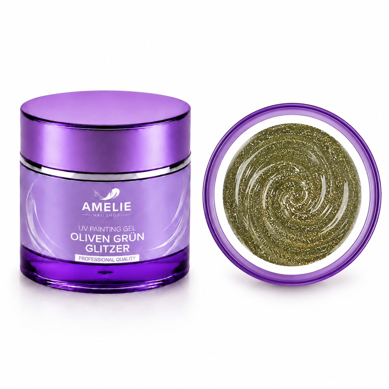 Amelie Nails UV Painting Gel Oliven grün Glitzer 37*  7ml
