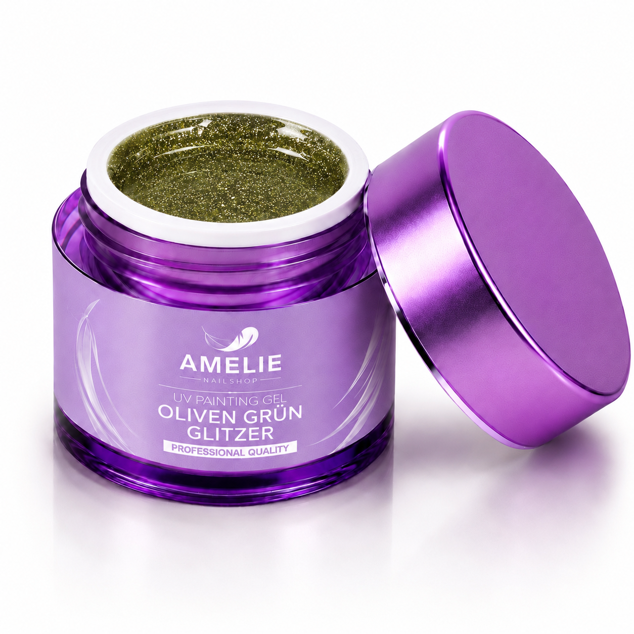 Amelie Nails UV Painting Gel Oliven grün Glitzer 37*  7ml