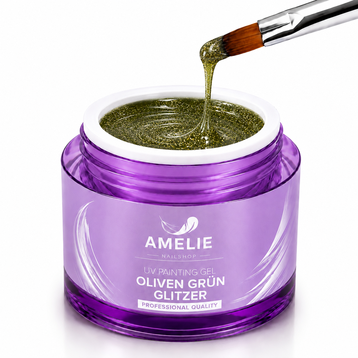 Amelie Nails UV Painting Gel Oliven grün Glitzer 37*  7ml