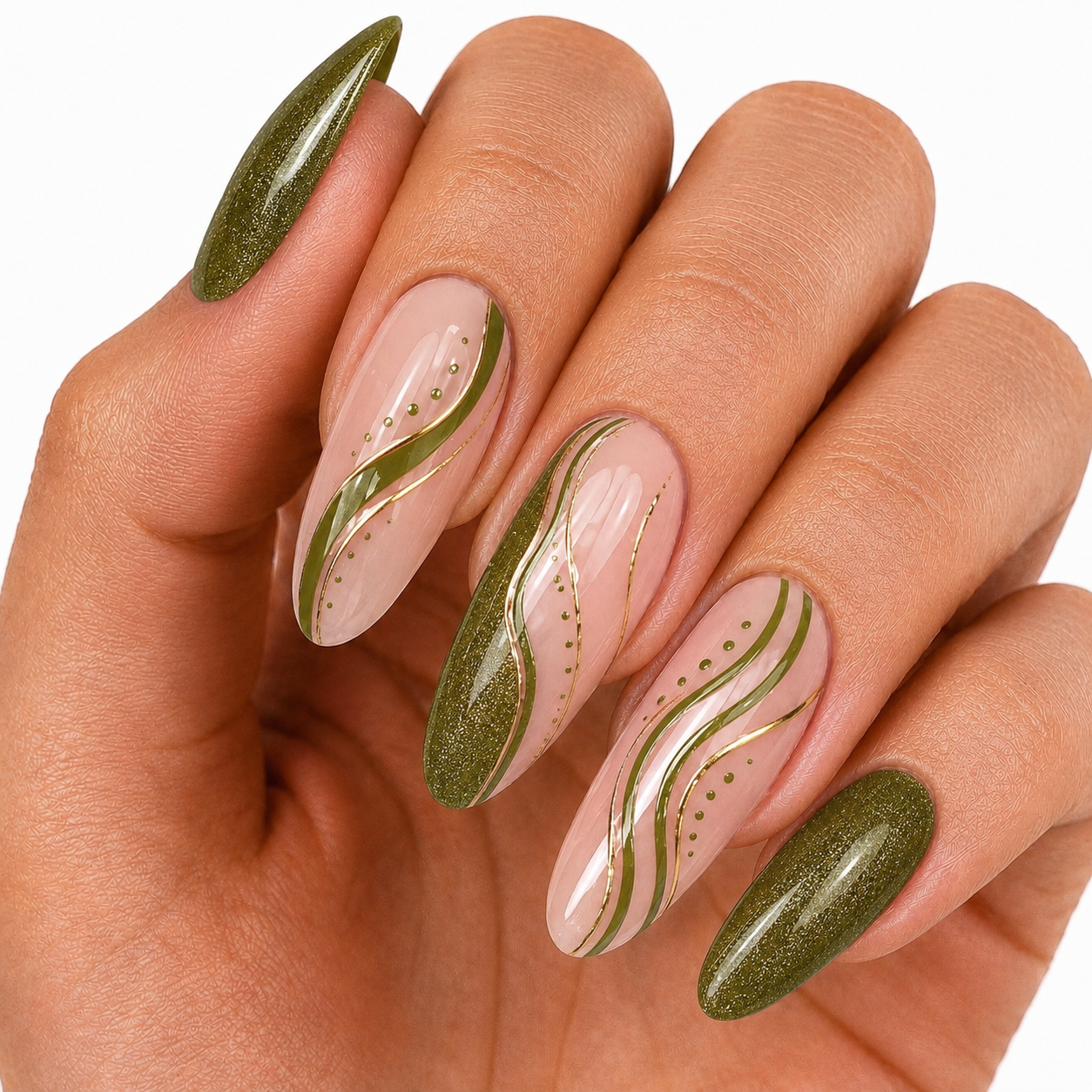 Amelie Nails UV Painting Gel Oliven grün Glitzer 37*  7ml