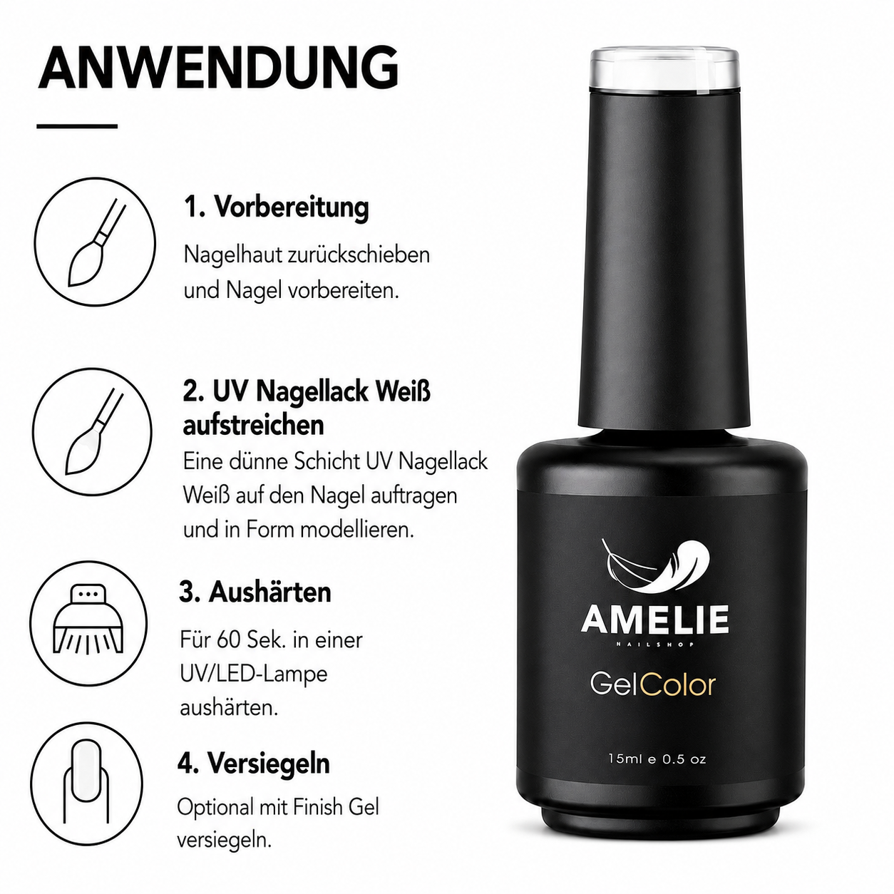Amelie Nails UV-Nagellack Weiß  10ml
