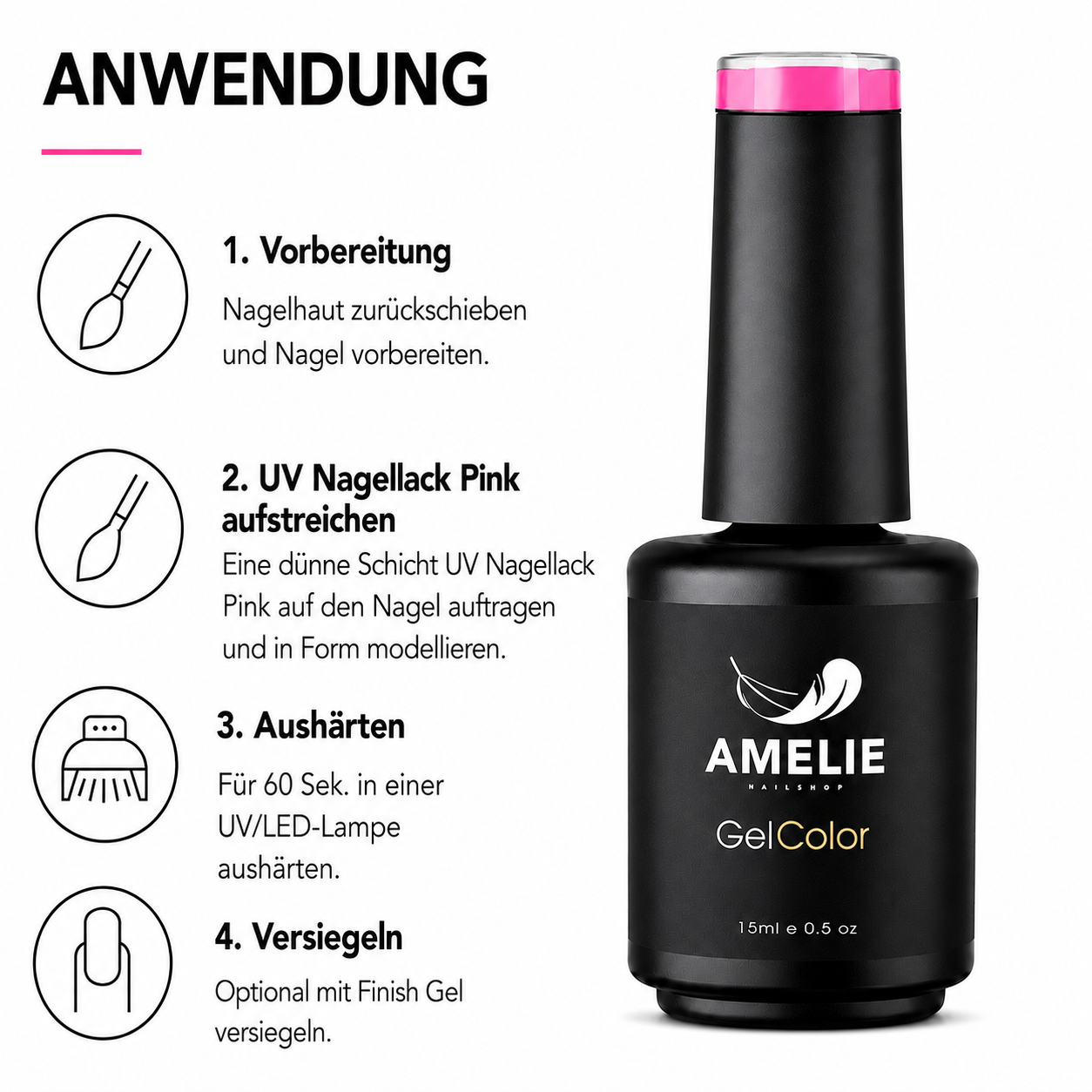 Amelie Nails UV-Nagellack Pink PG01* 15ml