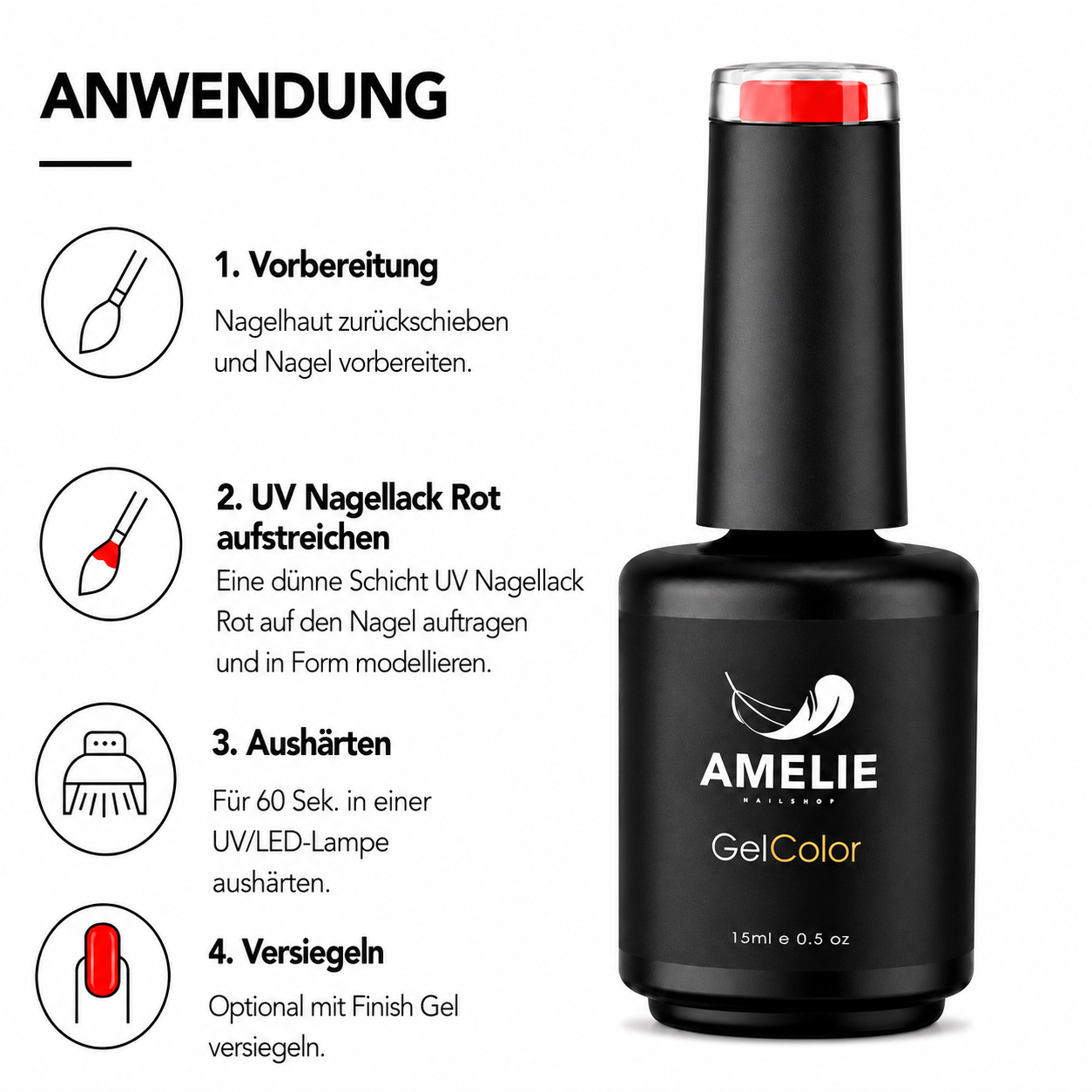 Amelie Nails UV-Nagellack Rot RE01* 10ml