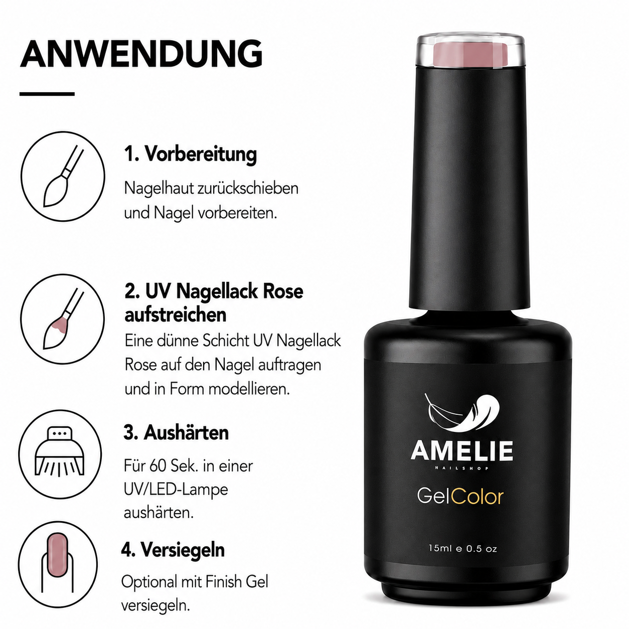 Amelie Nails UV-Nagellack Rose PM63* 15ml