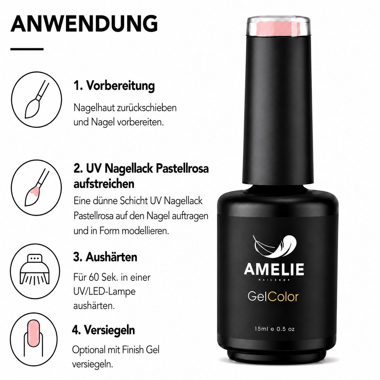Amelie Nails UV-Nagellack Pastellrosa NU13* 10ml