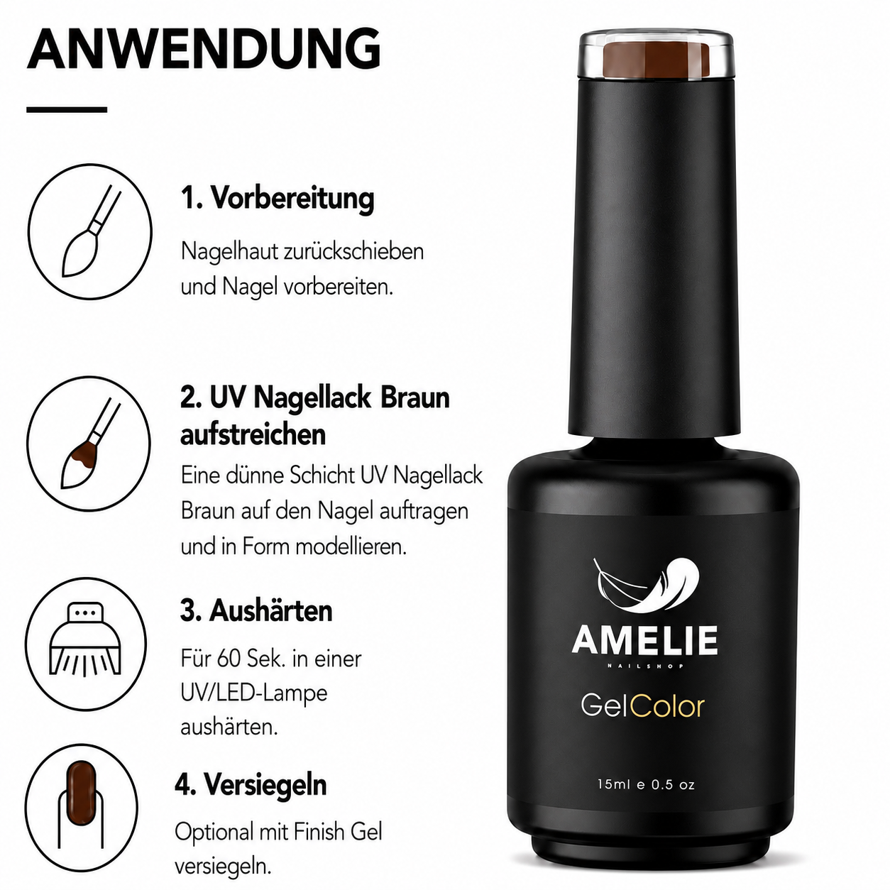 Amelie Nails UV-Nagellack Braun GC190* 10ml