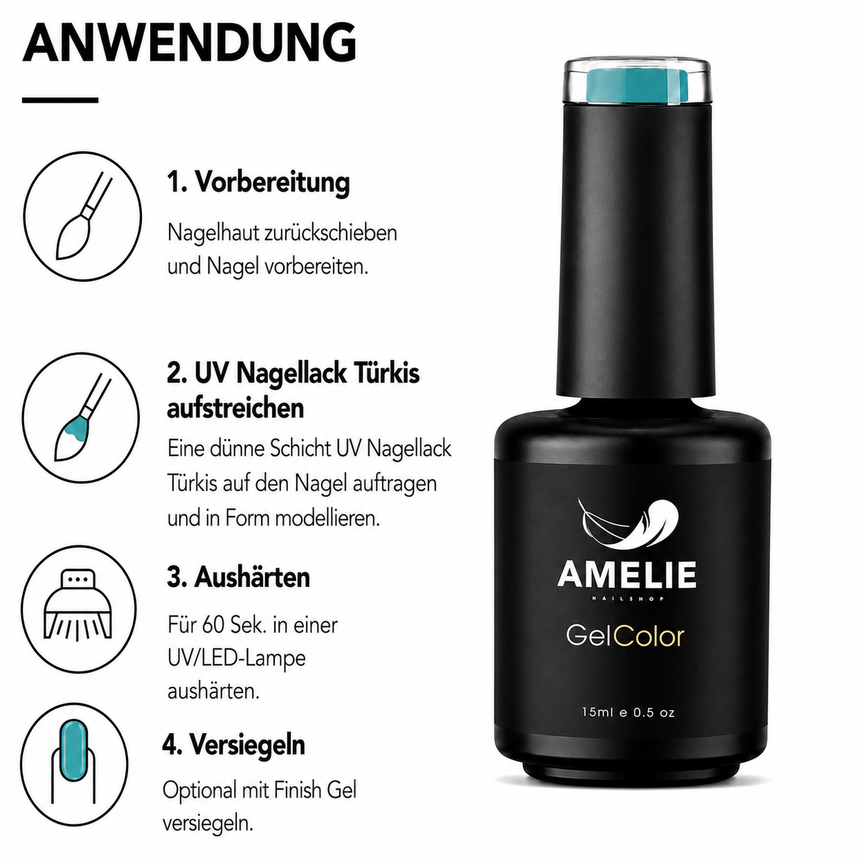 Amelie Nails UV-Nagellack Türkis GC38* 15ml