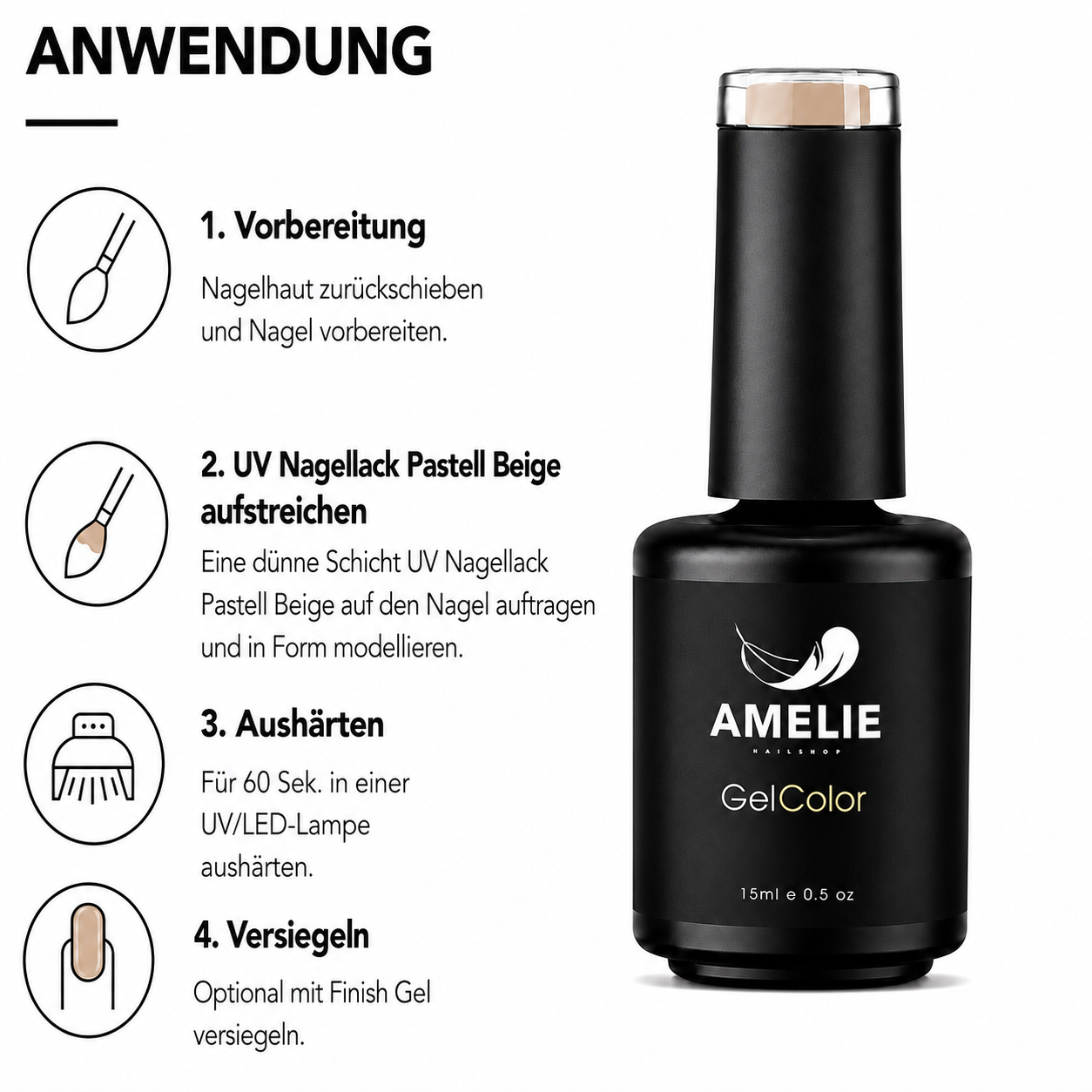 Amelie Nails Pastell UV-Nagellack Beige MP07* 15ml