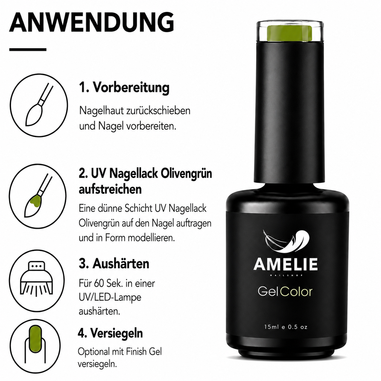 Amelie Nails UV-Nagellack Oliven Grün M251* 15ml