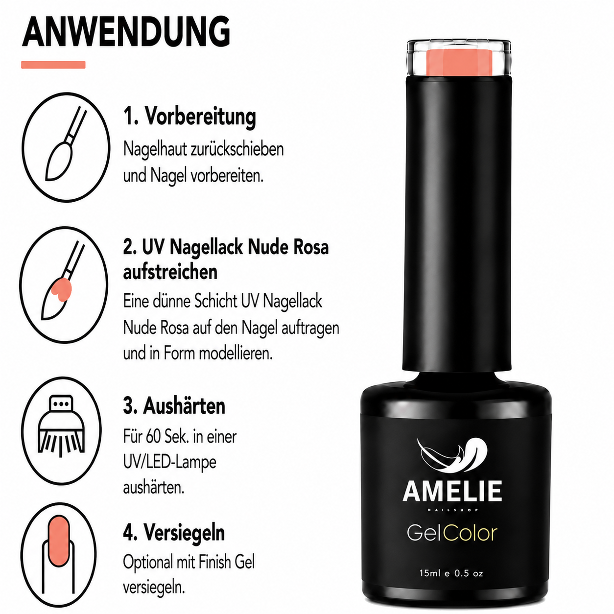 Amelie Nails UV-Nagellack Nude Rosa NU26* 10ml