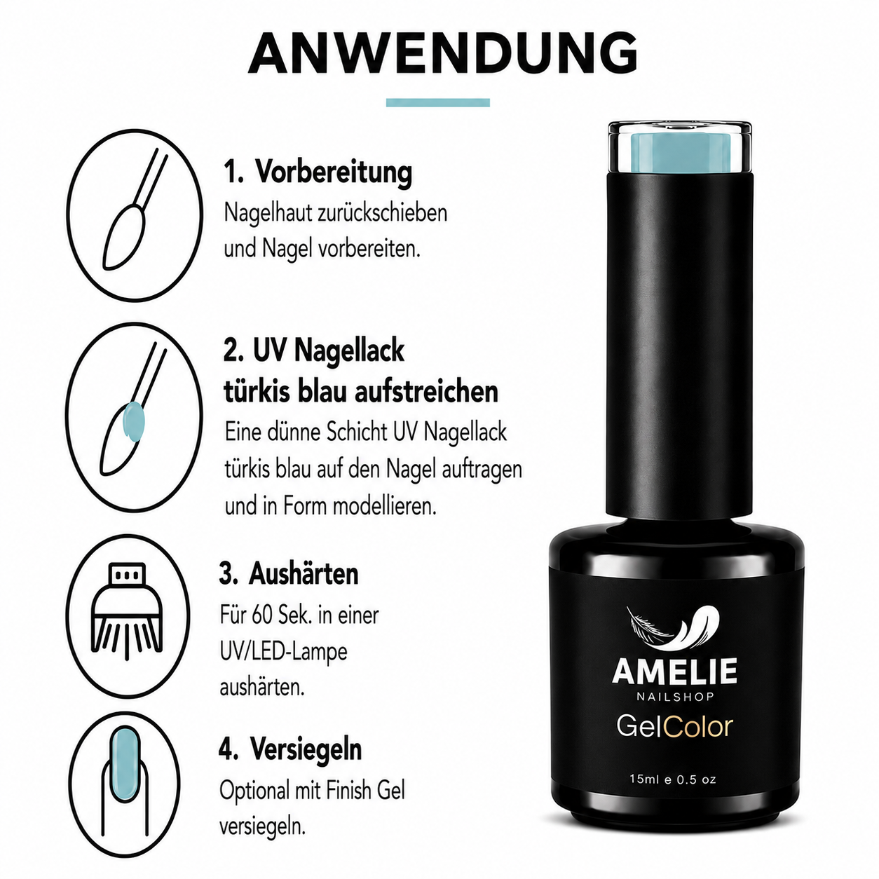 Amelie Nails UV-Nagellack Türkis Blau SS03* 15ml