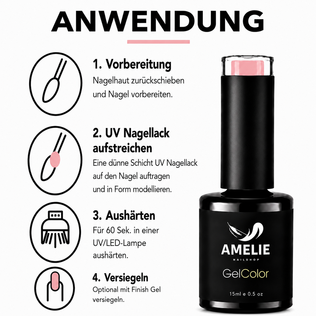 Amelie Nails UV-Nagellack Helles Rose GC86* 15ml