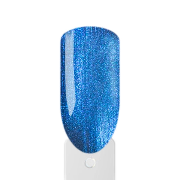 Transparenter marienblauer PearlShell-UV-Nagellack von Amelie Nails mit klarem Perlglanz auf dunkler Basis