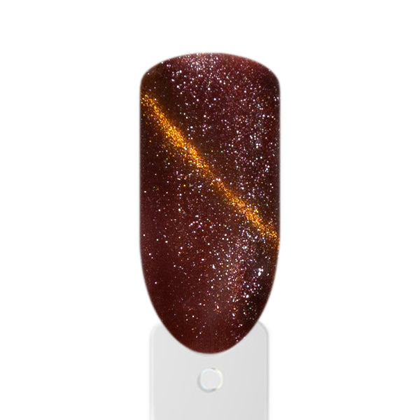Atian Rot Cat Eyes UV-Nagellack auf dem Nagel mit edlem Magnet-Schimmer und Hochglanz